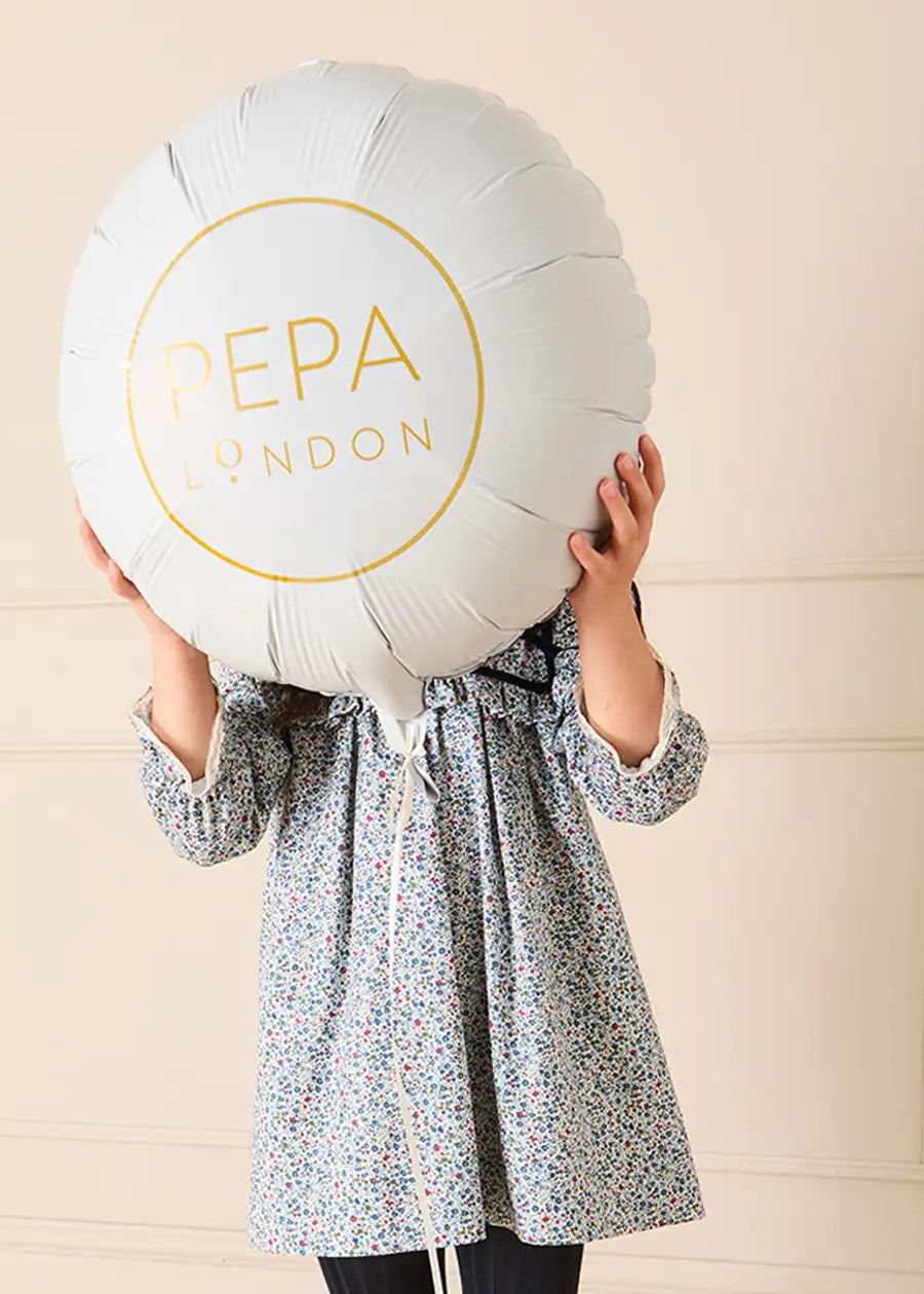 Alexandra Floral Long Sleeve Trapeze Dress in Blue (18mths-10yrs) Dresses from Pepa London