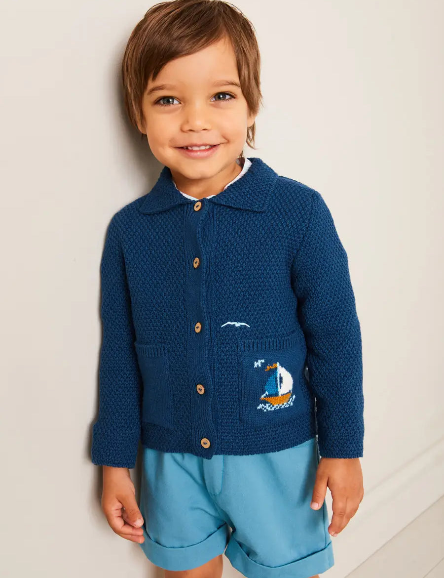 Plain Elasticated Shorts in Blue (12mths-4yrs) SHORTS from Pepa London