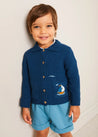 Nautical Boat Embroidery Polo Collar Cardigan in Blue (12mths-6yrs) from Pepa London