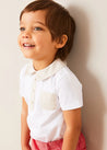 Waterford Striped Polo Collar Short Sleeve Top in Beige (12mths-4yrs) TOPS & BODYSUITS from Pepa London