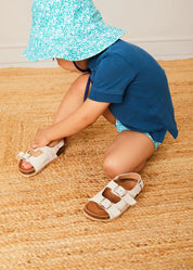 Suede Buckle Detail Strappy Sandals in Beige (21-27EU) SHOES from Pepa London