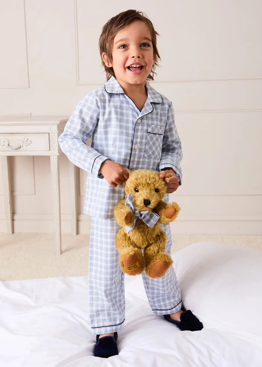 Wilfred Check Pyjamas in Blue (18mths-10yrs) Nightwear from Pepa London