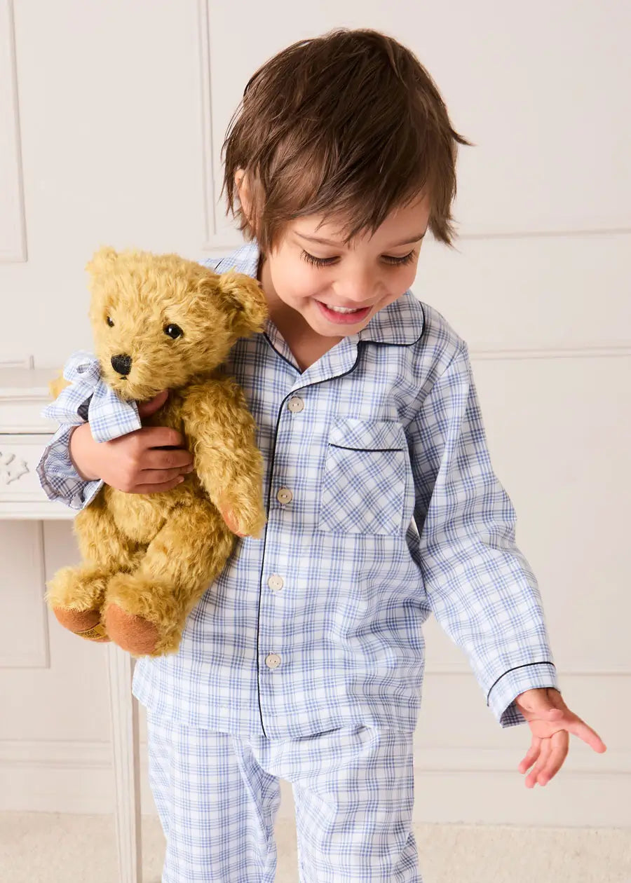 Wilfred Check Pyjamas in Blue (18mths-10yrs) Nightwear from Pepa London