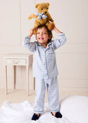 Wilfred Check Pyjamas in Blue (18mths-10yrs) Nightwear from Pepa London