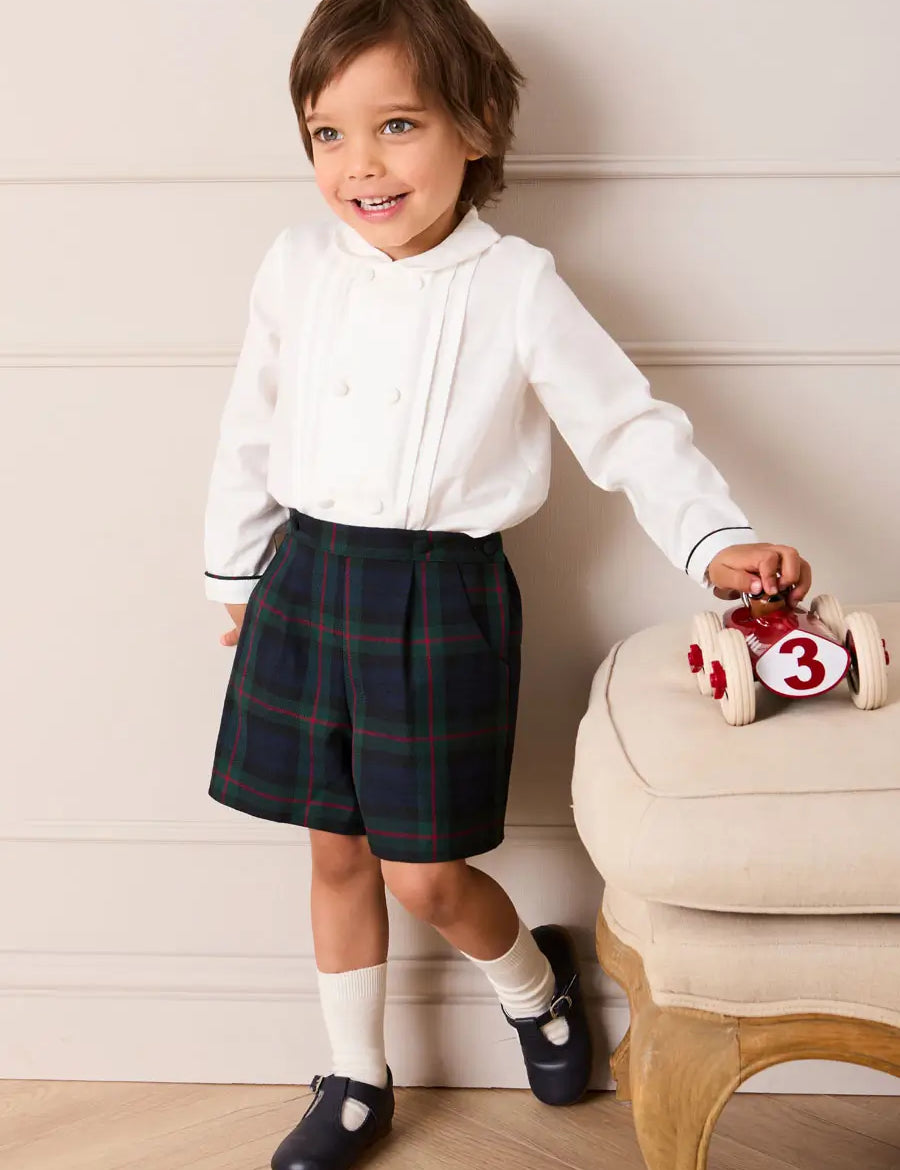 Kinnerton Tartan Peter Pan Collar Long Sleeve Two Piece Set in Green (18mths-6yrs) TWO PIECE SETS from Pepa London