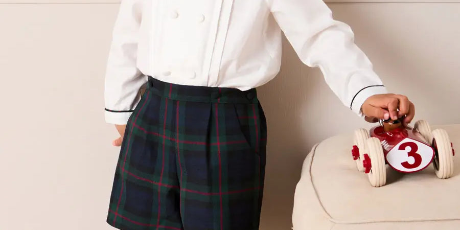 Kinnerton Tartan Peter Pan Collar Long Sleeve Two Piece Set in Green (18mths-6yrs) TWO PIECE SETS from Pepa London