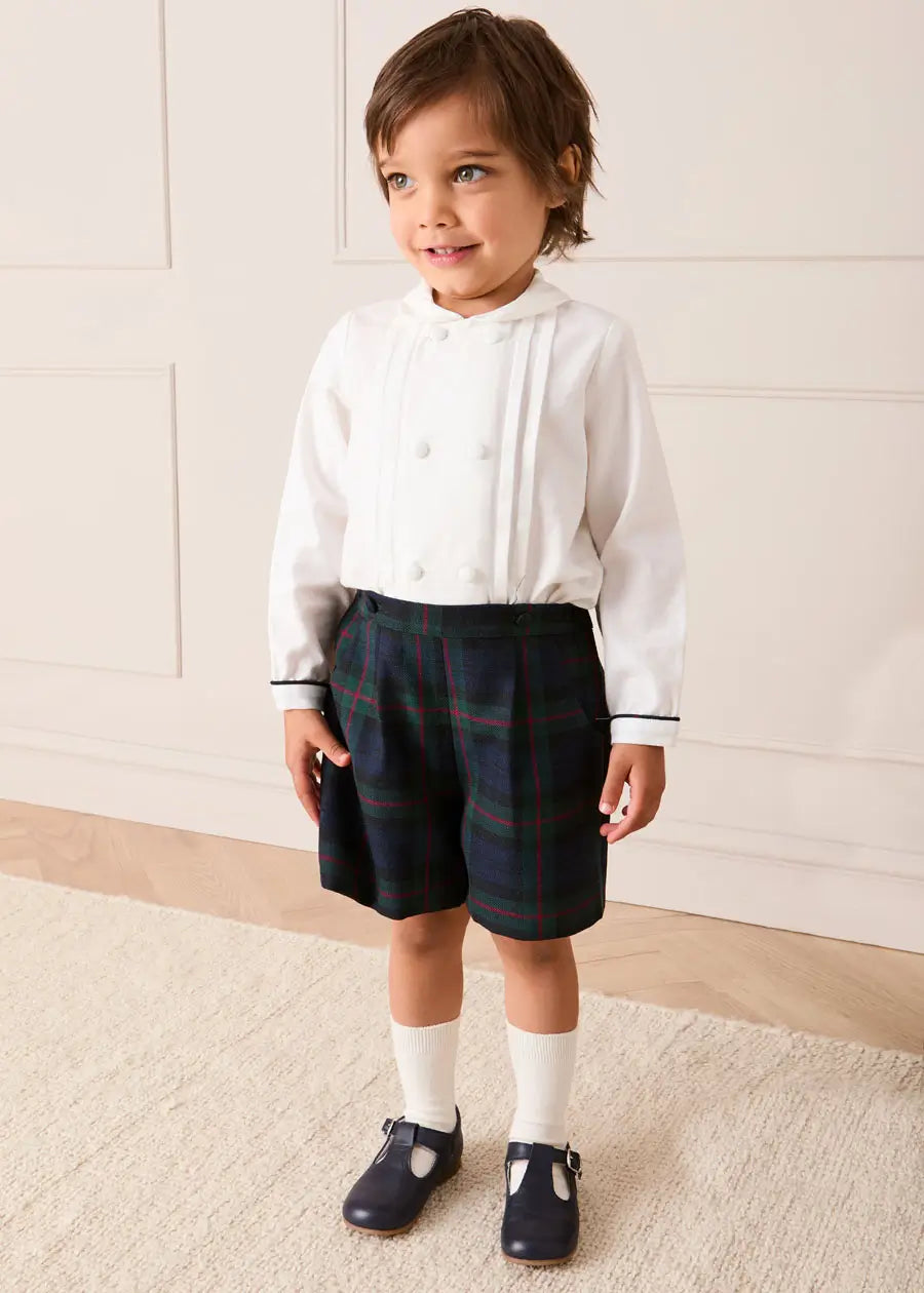 Kinnerton Tartan Peter Pan Collar Long Sleeve Two Piece Set in Green (18mths-6yrs) TWO PIECE SETS from Pepa London