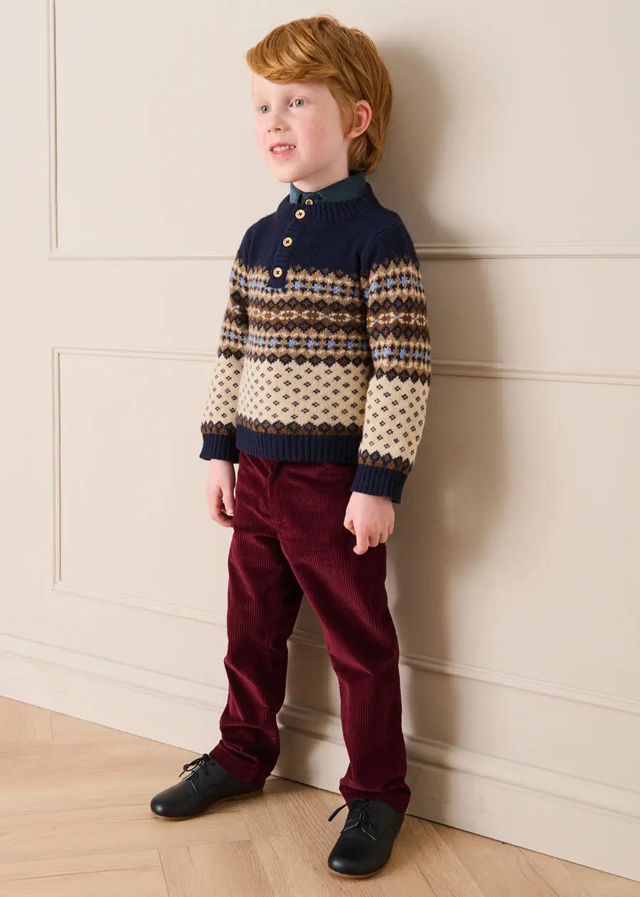 Corduroy Five Pocket Trousers in Burgundy (4-10yrs)