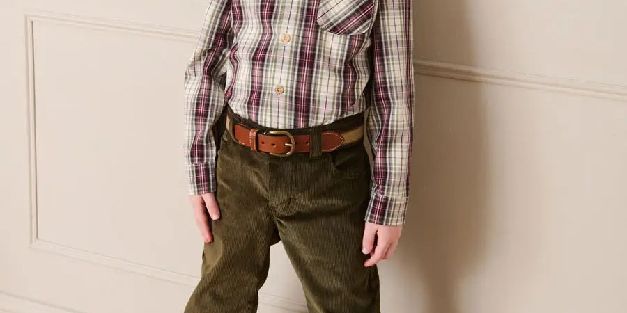 Whittaker Check Polo Collar Long Sleeve Shirt in Brown (3-10yrs) SHIRTS from Pepa London