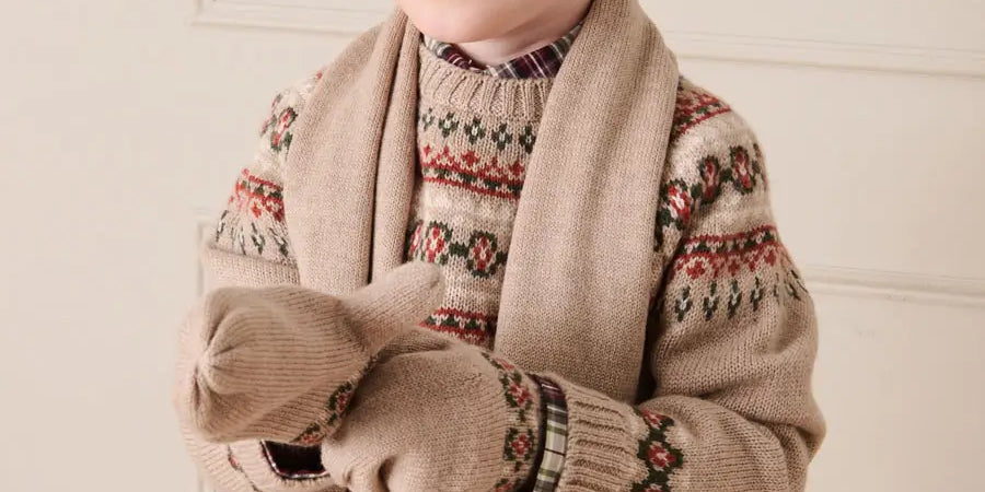 Fair Isle Jacquard Jumper in Camel (3-10yrs) Knitwear from Pepa London