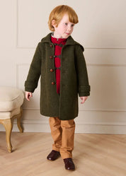 Double Faced Wool Toggle Fastening Duffle Coat in Green (4-10yrs) Coats from Pepa London