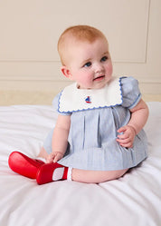 Alexander Stripe Mariner Collar Embroidered Boat Detail Dress with Bloomers in Blue (6mths-3yrs) Dresses from Pepa London