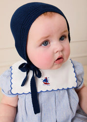 Alexander Stripe Mariner Collar Embroidered Boat Detail Dress with Bloomers in Blue (6mths-3yrs) Dresses from Pepa London