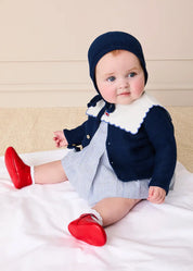 Alexander Stripe Mariner Collar Embroidered Boat Detail Dress with Bloomers in Blue (6mths-3yrs) Dresses from Pepa London
