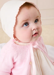 Scallop Edge Embroidered Bonnet in Pink (S-L)