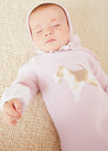 Doggy Intarsia All-In-One In Baby Pink (1-6mths) ALL-IN-ONE  from Pepa London