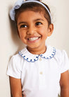 Embroidered Scallop Collar Short Sleeve Polo Shirt in Navy (2-10yrs) TOPS & BODYSUITS from Pepa London