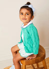 Floral Openwork Cotton Cardigan in Green (2-10yrs) KNITWEAR from Pepa London