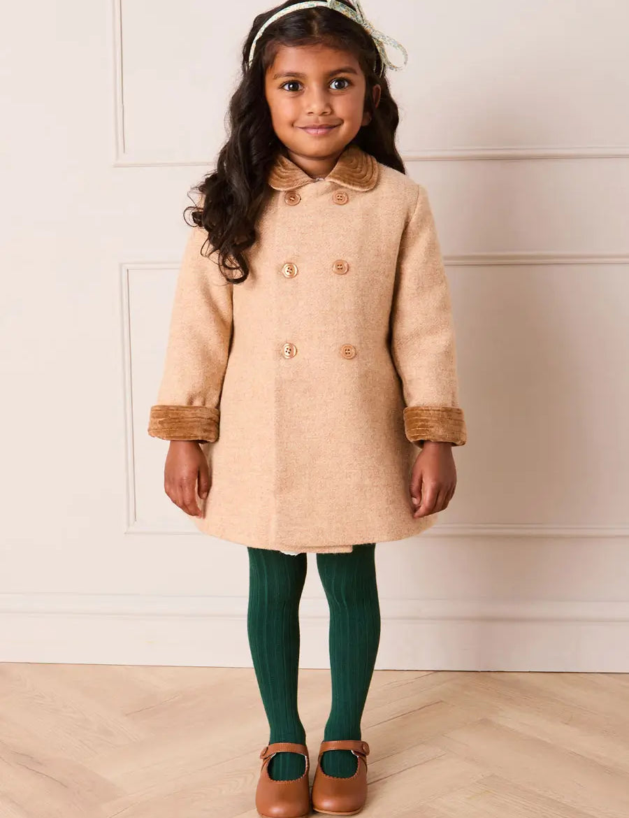 Traditional Double Breasted Coat in Camel (12mths-10yrs) Coats from Pepa London