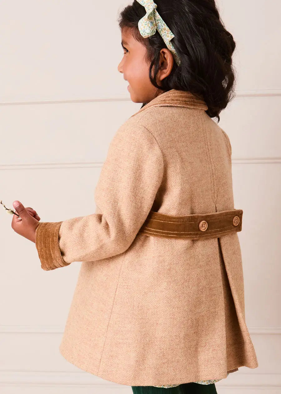 Traditional Double Breasted Coat in Camel (12mths-10yrs) Coats from Pepa London