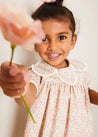 Mabel Floral Statement Collar Short Sleeve Dress in Coral (12mths-10yrs) DRESSES from Pepa London