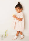 Mabel Floral Statement Collar Short Sleeve Dress in Coral (12mths-10yrs) DRESSES from Pepa London