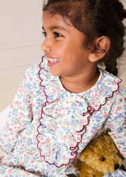 Rebecca Floral Scallop Ruffle Night Dress in Red (2-10yrs) Nightwear from Pepa London