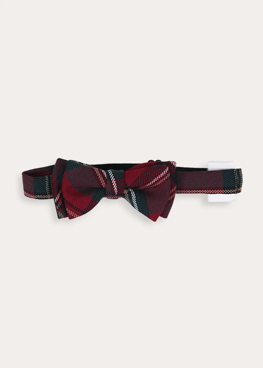 Balmoral Tartan Bow Tie in Burgundy Accessories from Pepa London