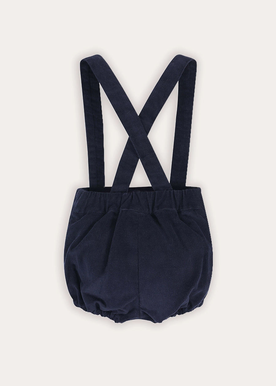 Plain Corduroy Bloomers With Braces in Navy (12mths-4yrs) Bloomers from Pepa London