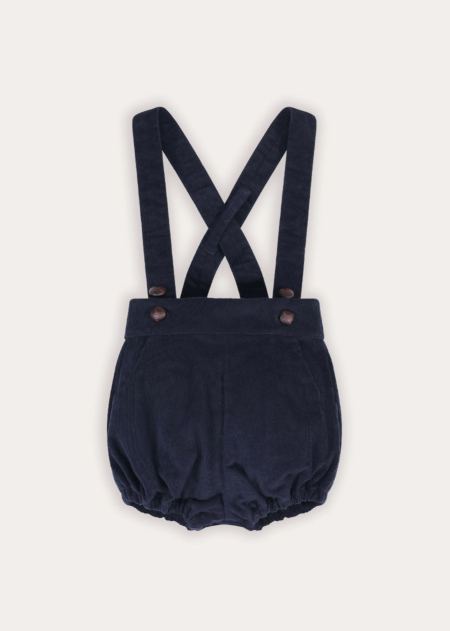 Plain Corduroy Bloomers With Braces in Navy (12mths-4yrs) Bloomers from Pepa London