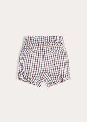 Sinclair Check Button Detail Bloomers in Burgundy (6mths-3yrs) Shorts from Pepa London
