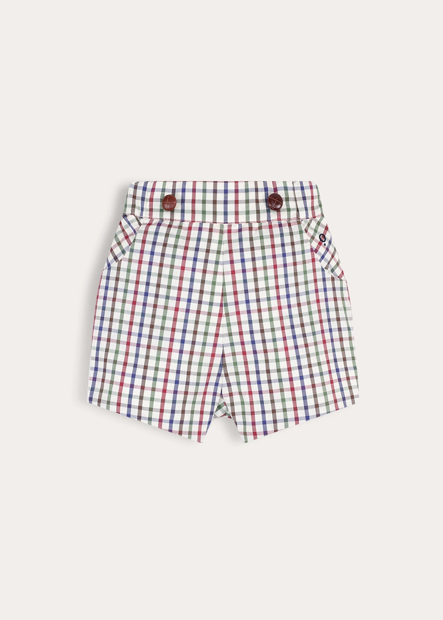 Sinclair Check Button Detail Bloomers in Burgundy (6mths-3yrs) Shorts from Pepa London