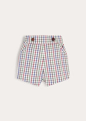 Sinclair Check Button Detail Bloomers in Burgundy (6mths-3yrs) Shorts from Pepa London