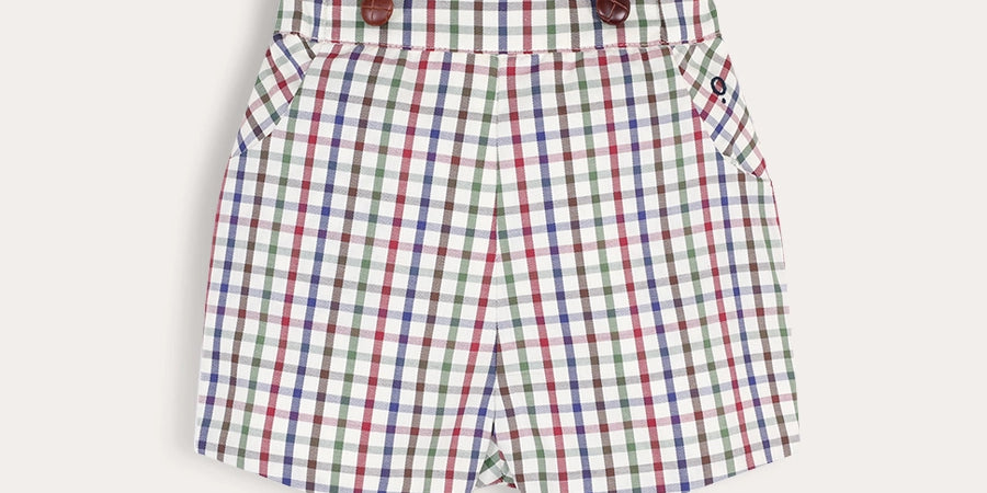 Sinclair Check Button Detail Bloomers in Burgundy (6mths-3yrs) Shorts from Pepa London