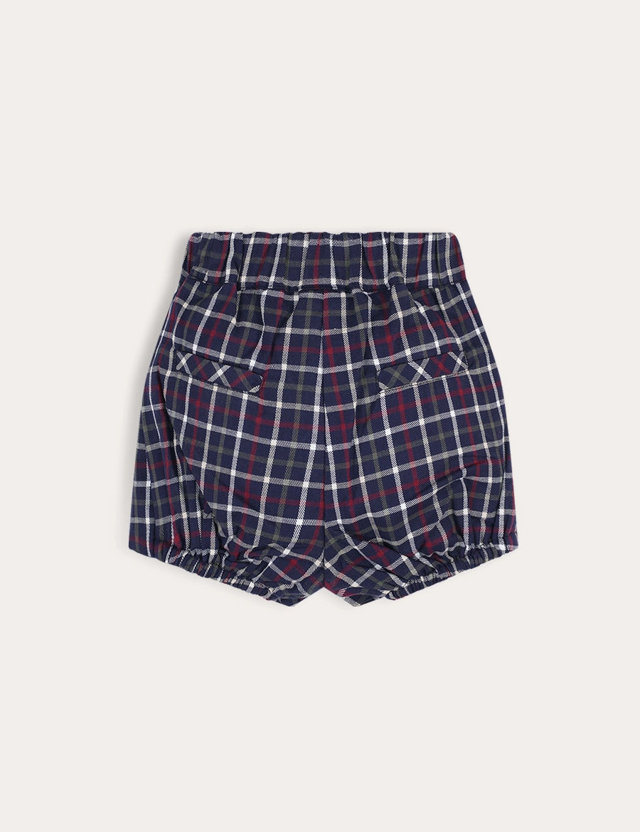 Newton Check Button Detail Bloomers in Navy (6mths-3yrs) Shorts from Pepa London