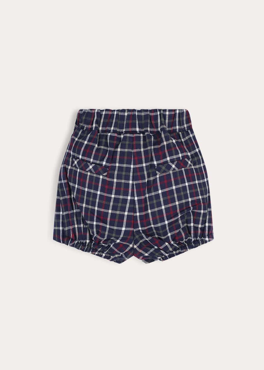 Newton Check Button Detail Bloomers in Navy (6mths-3yrs) Shorts from Pepa London