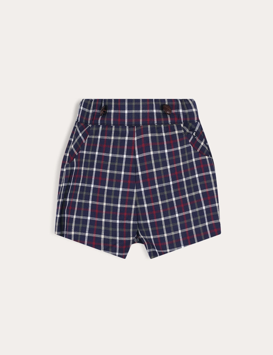 Newton Check Button Detail Bloomers in Navy (6mths-3yrs) Shorts from Pepa London