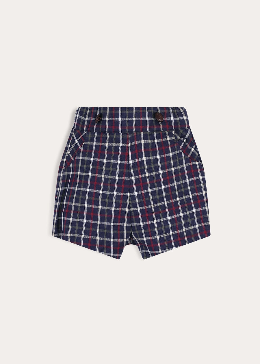 Newton Check Button Detail Bloomers in Navy (6mths-3yrs) Shorts from Pepa London