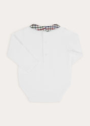 Sinclair Check Polo Collar Bodysuit in Red (6mths-3yrs) Tops & Bodysuits from Pepa London