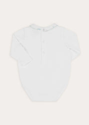 Birdie Hand Embroidered Long Sleeve Bodysuit in White (1-18mths) Tops & Bodysuits from Pepa London