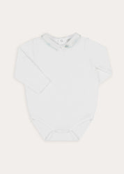 Birdie Hand Embroidered Long Sleeve Bodysuit in White (1-18mths) Tops & Bodysuits from Pepa London