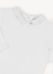 Birdie Hand Embroidered Long Sleeve Bodysuit in White (1-18mths)