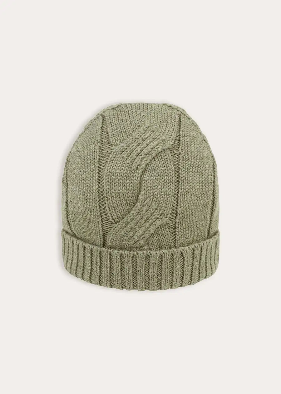Cable Knit Green Knitted Hat in Green (XS-L) Knitted Accessories from Pepa London