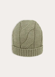 Cable Knit Green Knitted Hat in Green (XS-L) Knitted Accessories from Pepa London