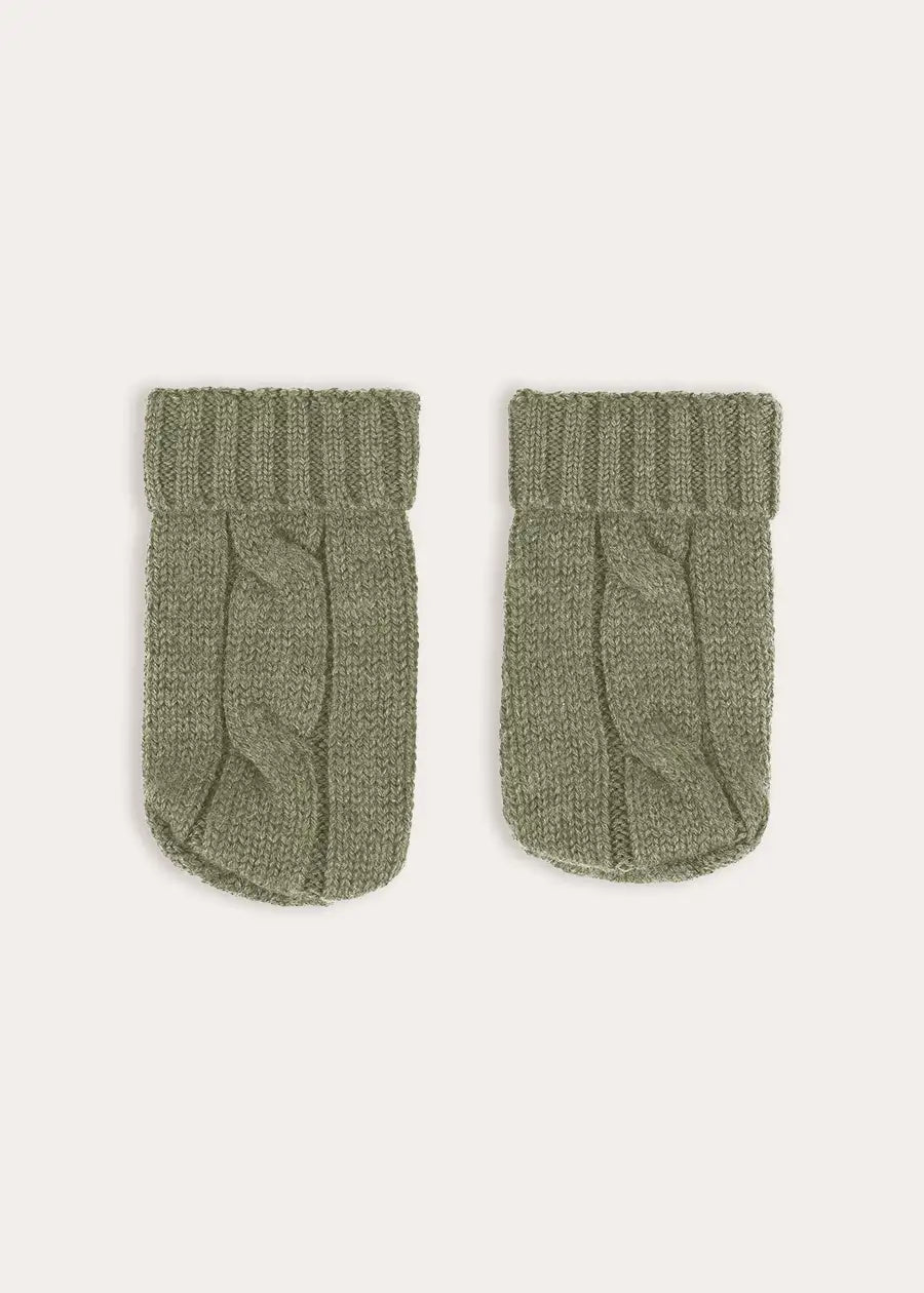 Cable Knit Mittens in Green (S-L) Knitted Accessories from Pepa London