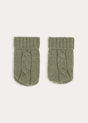 Cable Knit Mittens in Green (S-L) Knitted Accessories from Pepa London