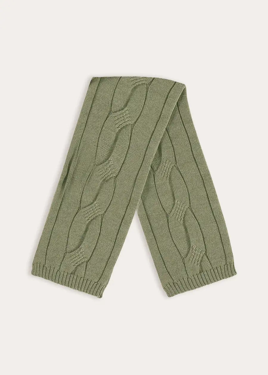 Cable Knit Scarf in Green Knitted Accessories from Pepa London