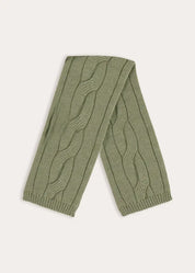 Cable Knit Scarf in Green Knitted Accessories from Pepa London