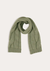 Cable Knit Scarf in Green Knitted Accessories from Pepa London