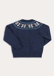 Fair Isle Cardigan in Navy (6mths-10yrs) Knitwear from Pepa London